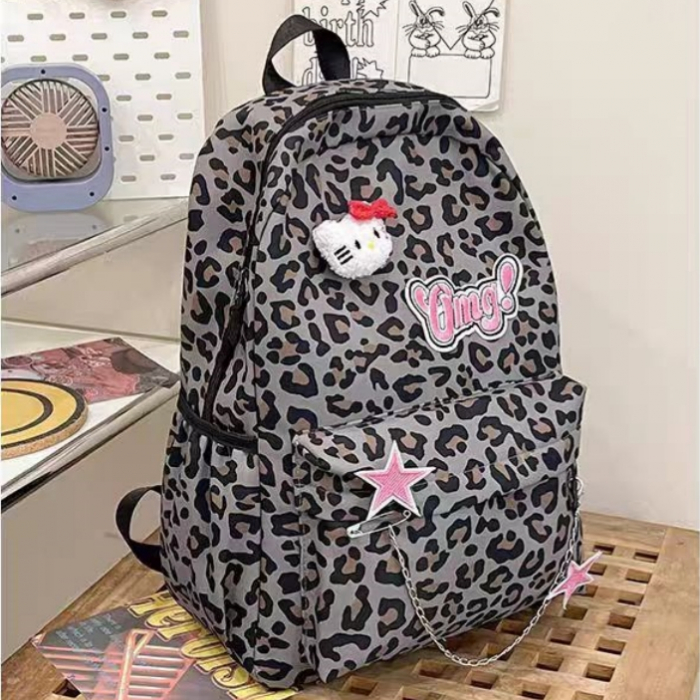 Ghiozdan/rucsac pentru scoala sau calatorii, print Leopard ZY-5503gri [4]