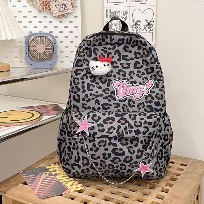 Ghiozdan/rucsac pentru scoala sau calatorii, print Leopard ZY-5503gri [12]