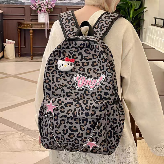 Ghiozdan/rucsac pentru scoala sau calatorii, print Leopard ZY-5503gri [7]