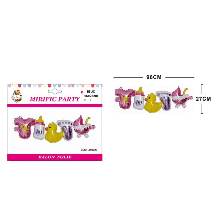 Ghirlanda baloane din folie de aluminiu bebelus fetita 96 x 27 cm LM0725 [2]
