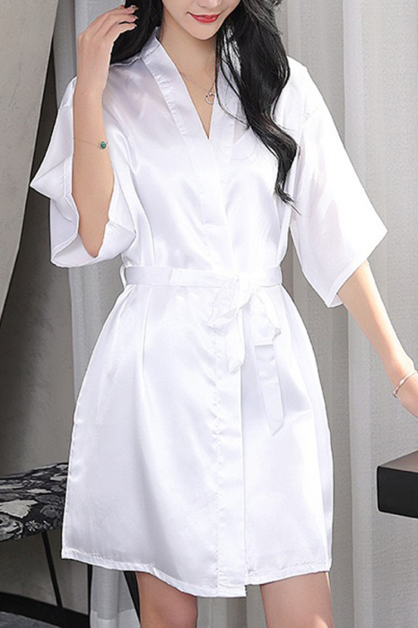 Halat din satin fin pentru mireasa, inscriptionat ' Bride ' SUSU-009alb [6]
