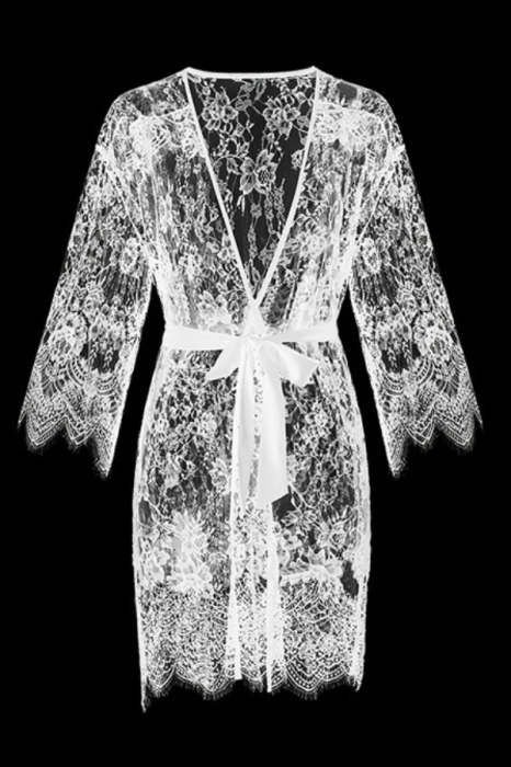 Halat sexy transparent din dantela GJ16060alb [2]