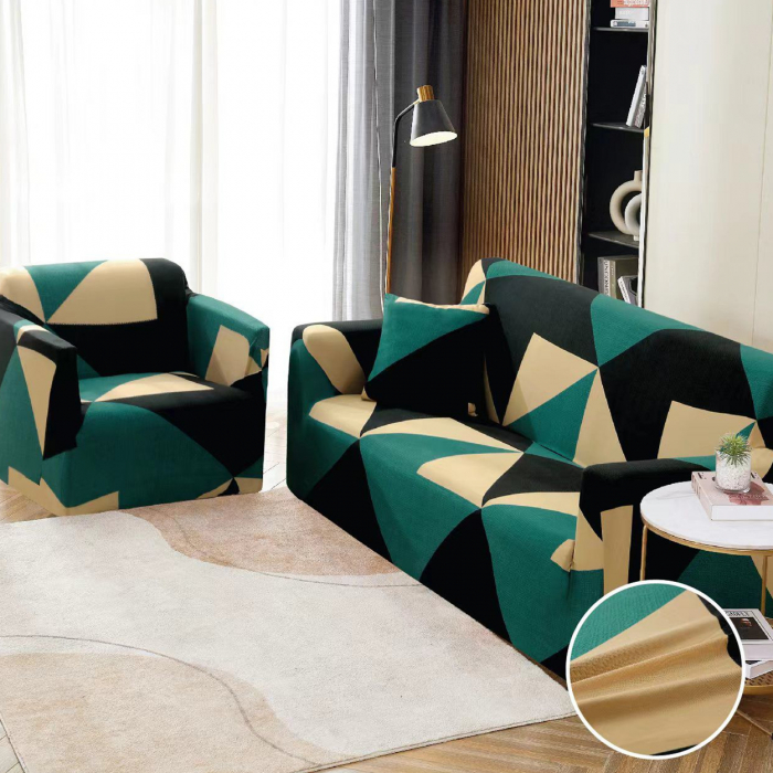 Husa canapea din bumbac elastic pentru 2 persoane JHS07-2 Verde [2]