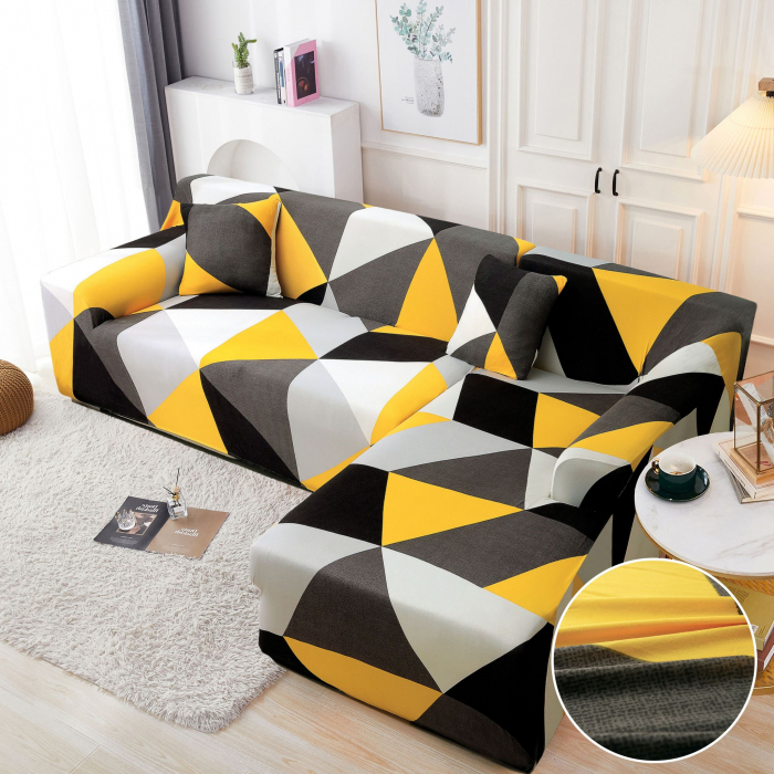 Husa canapea din bumbac elastic pentru 3 persoane JHS02-3 Galben [3]
