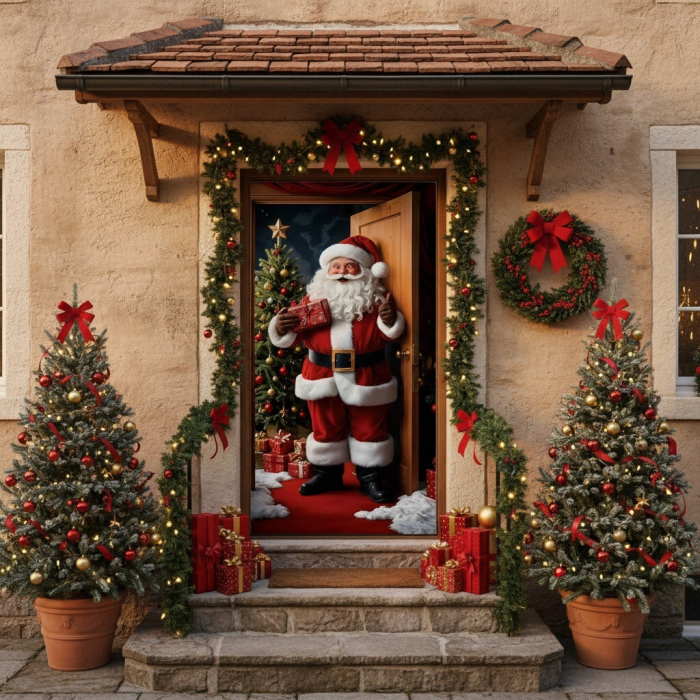 Husa decorativa pentru usa, cu elastic, model Craciun 100 x 220 cm 6220-2537 [7]