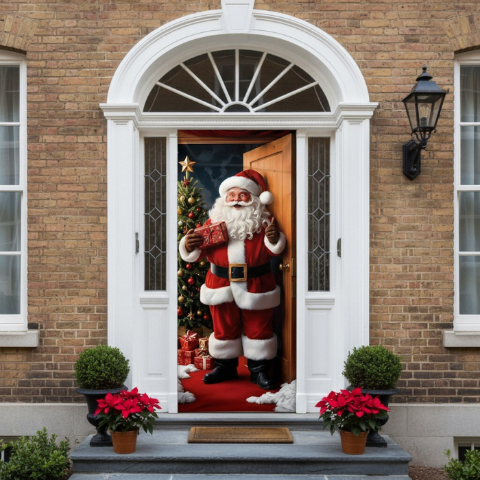 Husa decorativa pentru usa, cu elastic, model Craciun 100 x 220 cm 6220-2537 [6]