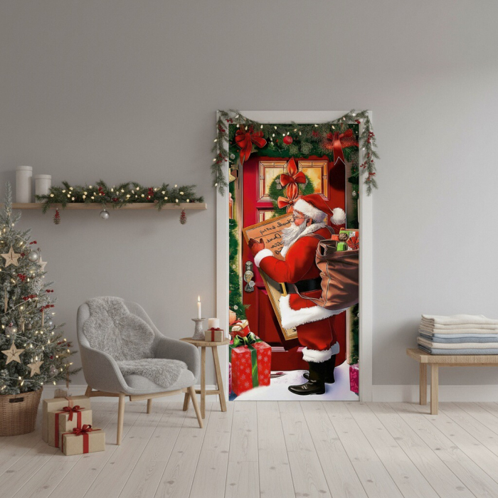 Husa decorativa pentru usa, cu elastic, model Craciun 100 x 220 cm 6220-2538 [3]