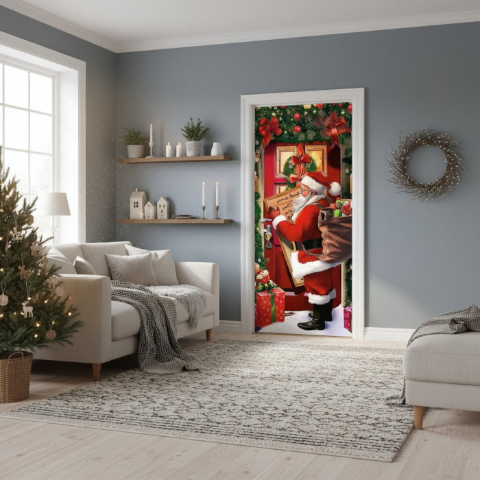 Husa decorativa pentru usa, cu elastic, model Craciun 100 x 220 cm 6220-2538 [5]