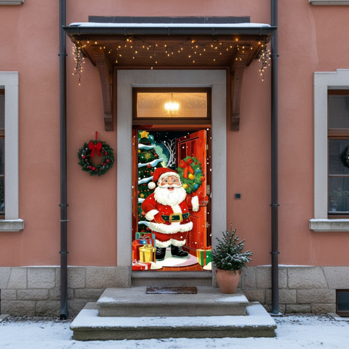 Husa decorativa pentru usa, cu elastic, model Craciun 100 x 220 cm 6220-2539 [1]