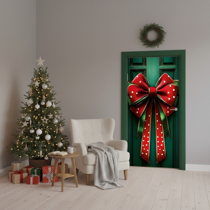 Husa decorativa pentru usa, cu elastic, model Craciun 100 x 220 cm 6220-2536 [6]