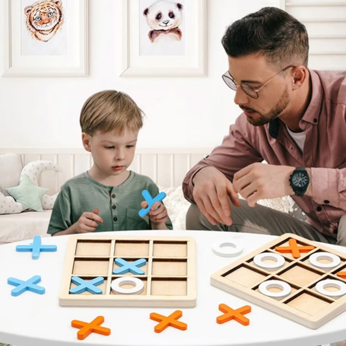 Joc educativ din lemn ' X si 0 ' 14 x 14 cm JCR-Qportocaliu [2]