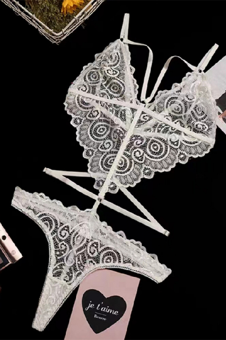 Lenjerie erotica tip body sexy din dantela CS222alb [2]
