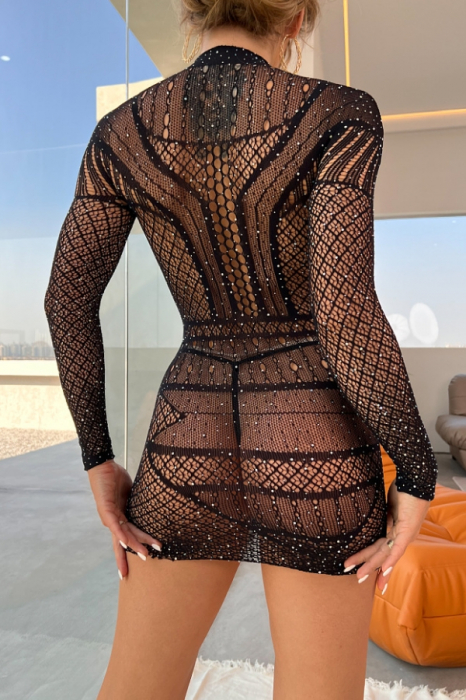 Lenjerie erotica, rochita sexy transparenta tip plasa YD-9130negru [2]