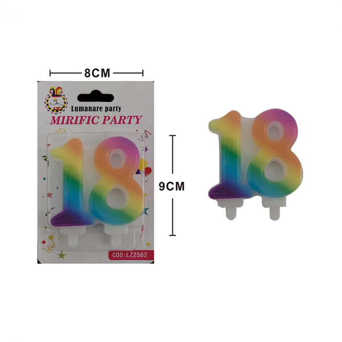 Set 2 lumanari aniversare pentru tort cifra ' 18 ' 9 x 8 cm LZ2562 [2]