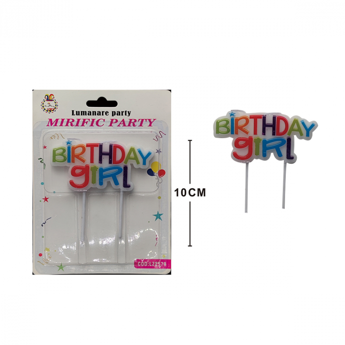 Lumanare aniversara pentru tort ' Birthday girl ' 10 cm LZ2579 [2]