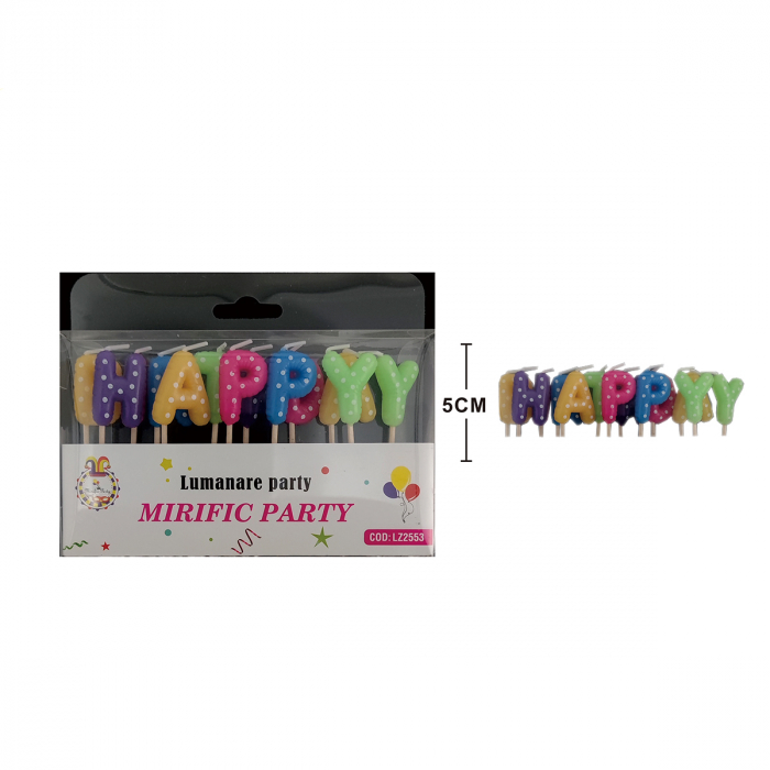 Set 13 lumanari aniversare pentru tort ' Happy Birthday ' 5 cm LZ2553 [2]
