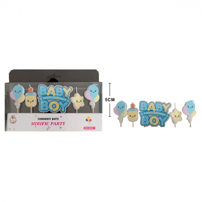 Set 5 lumanari aniversare pentru tort ' Happy B'day Baby Boy ' 5 cm LZ2666 [2]