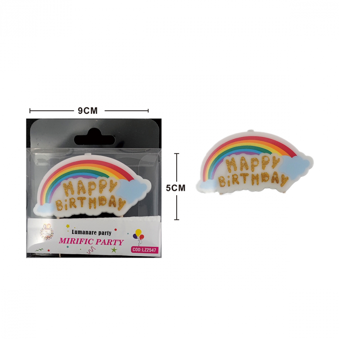 Lumanare aniversara pentru tort ' Happy Birthday ' 9 x 5 cm LZ2547 [2]
