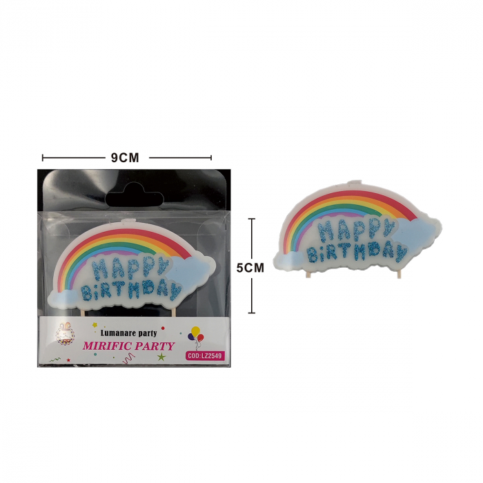Lumanare aniversara pentru tort ' Happy Birthday ' 9 x 5 cm LZ2549 [2]