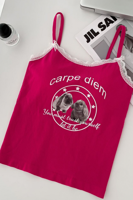 Maiou din bumbac ' Carpe diem ' XPX-2070roz [3]