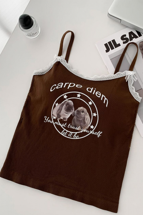 Maiou din bumbac ' Carpe diem ' XPX-2070maro [3]