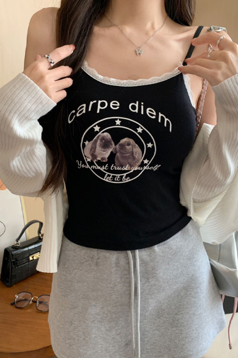 Maiou din bumbac ' Carpe diem ' XPX-2070negru [5]