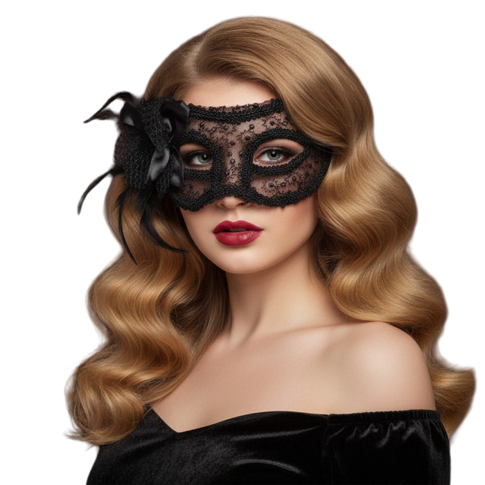 Masca venetiana pentru carnaval / Halloween MAS-104negru [6]