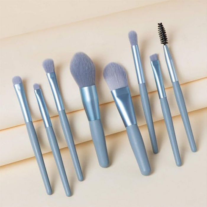 Mini set portabil cu 8 pensule machiaj si husa depozitare MP-801albastru [3]