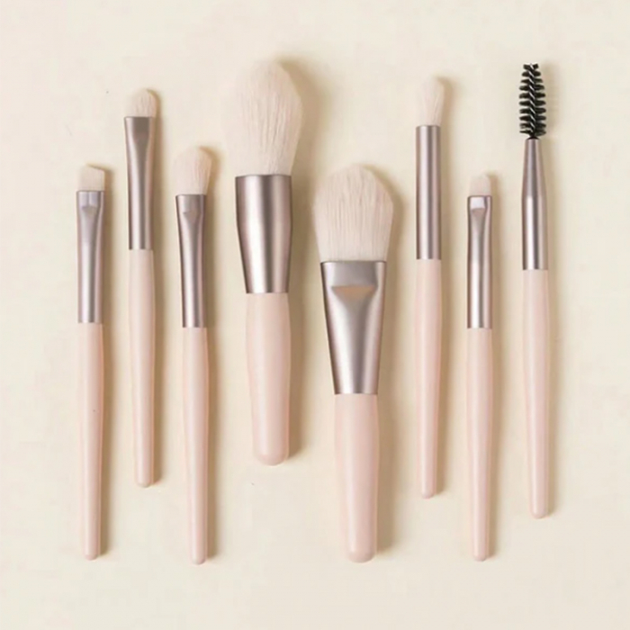 Mini set portabil cu 8 pensule machiaj si husa depozitare MP-801bej [3]