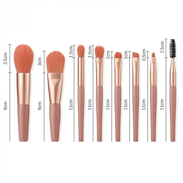 Mini set portabil cu 8 pensule machiaj si husa depozitare MP-801roz [3]