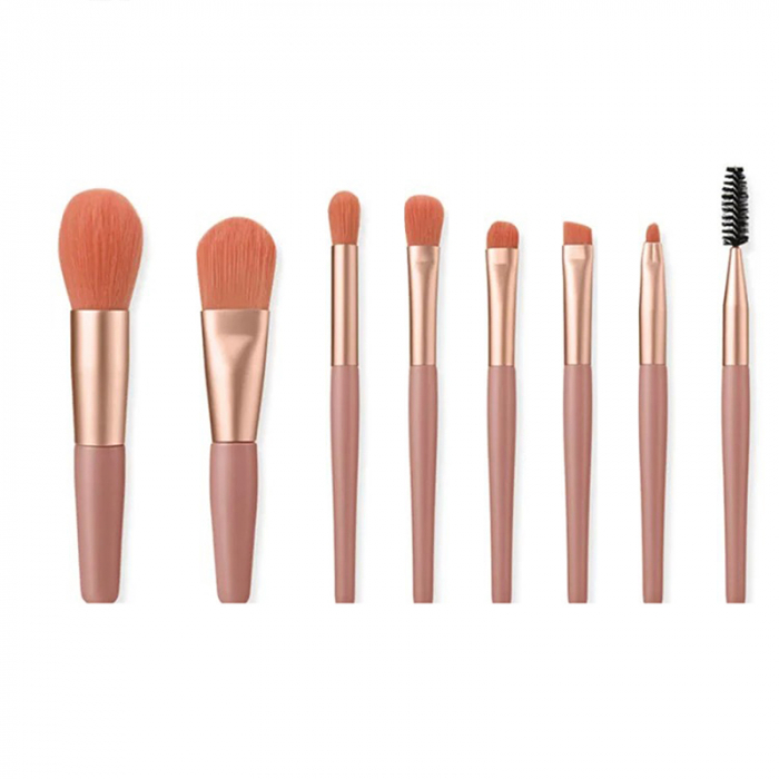 Mini set portabil cu 8 pensule machiaj si husa depozitare MP-801roz [1]