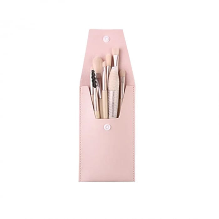 Mini set portabil cu 8 pensule machiaj si husa SL-21031roz deschis [1]