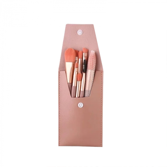 Mini set portabil cu 8 pensule machiaj si husa SL-21031roz inchis [1]