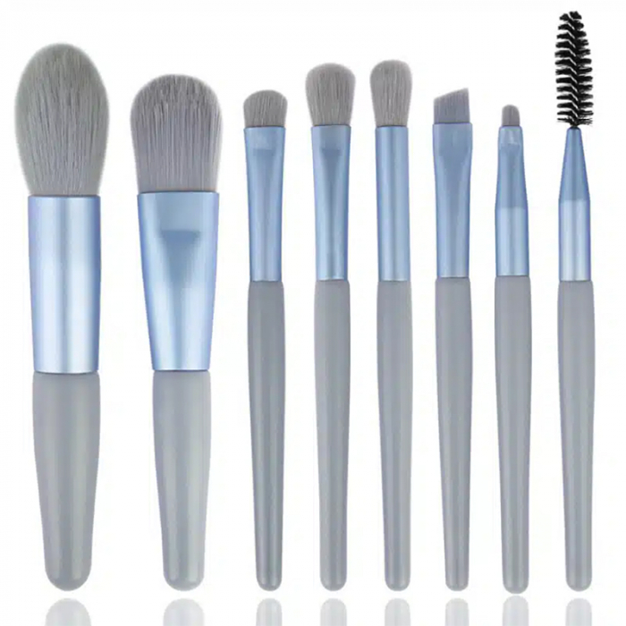 Mini set portabil cu 8 pensule machiaj si husa SL-21031albastru [2]