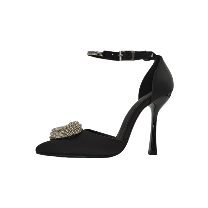 Pantofi eleganti cu aspect satin si toc piramidal A23-625negru [5]