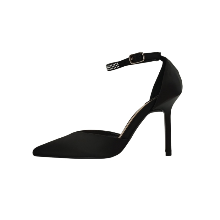 Pantofi cu aspect satin si toc stiletto K-20negru [3]