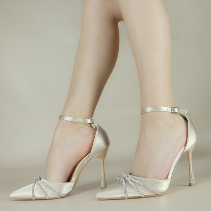 Pantofi eleganti cu aspect satin si toc stiletto K-28 [4]