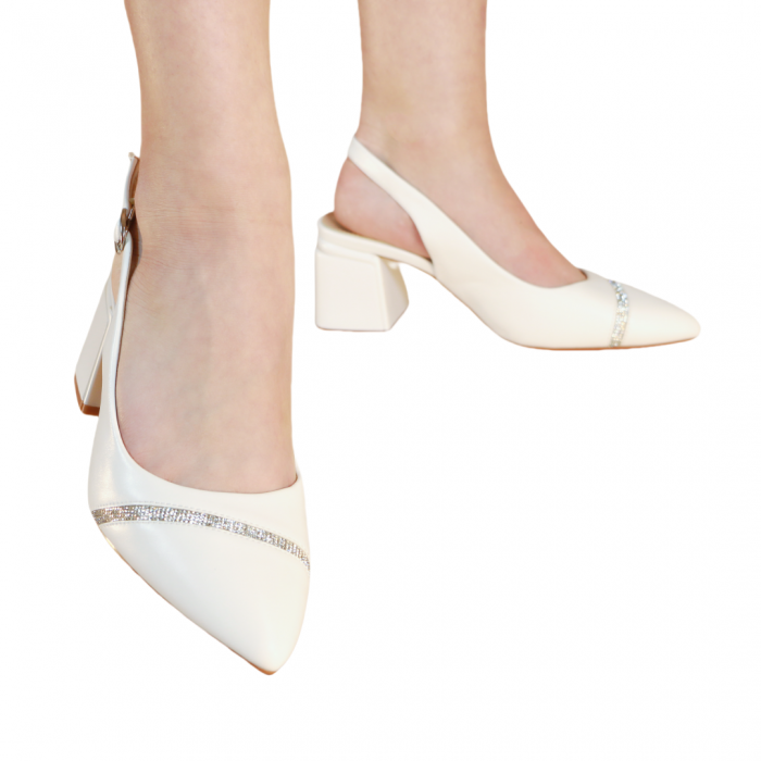 Pantofi decupati cu toc gros X373alb [1]