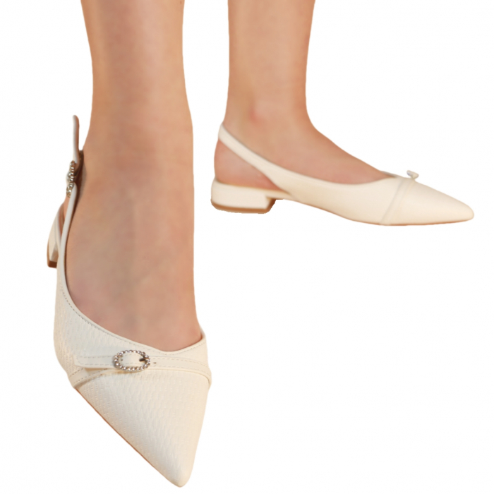 Pantofi decupati cu toc jos 686alb [1]