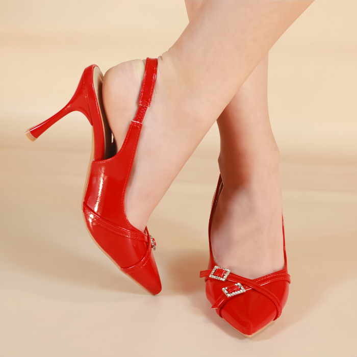 Pantofi decupati cu toc stiletto 683rosu [2]