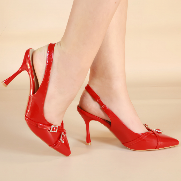 Pantofi decupati cu toc stiletto 683rosu [5]