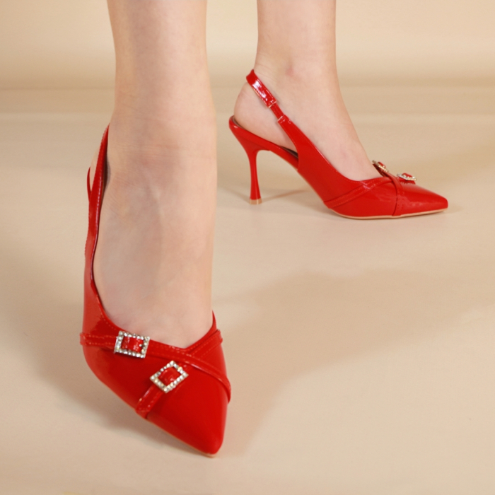 Pantofi decupati cu toc stiletto 683rosu [4]