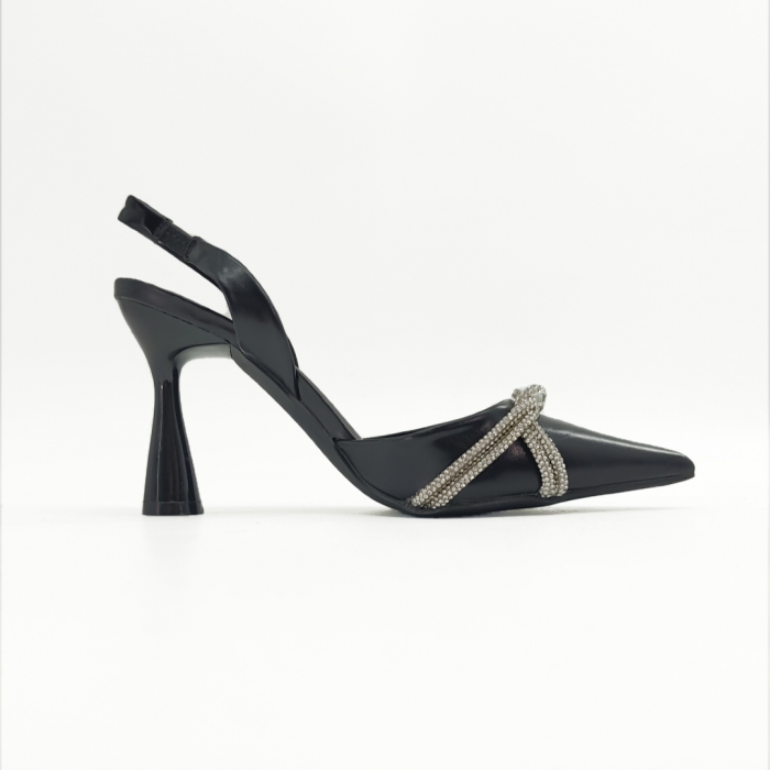 Pantofi decupati cu toc piramidal K-27negru [2]