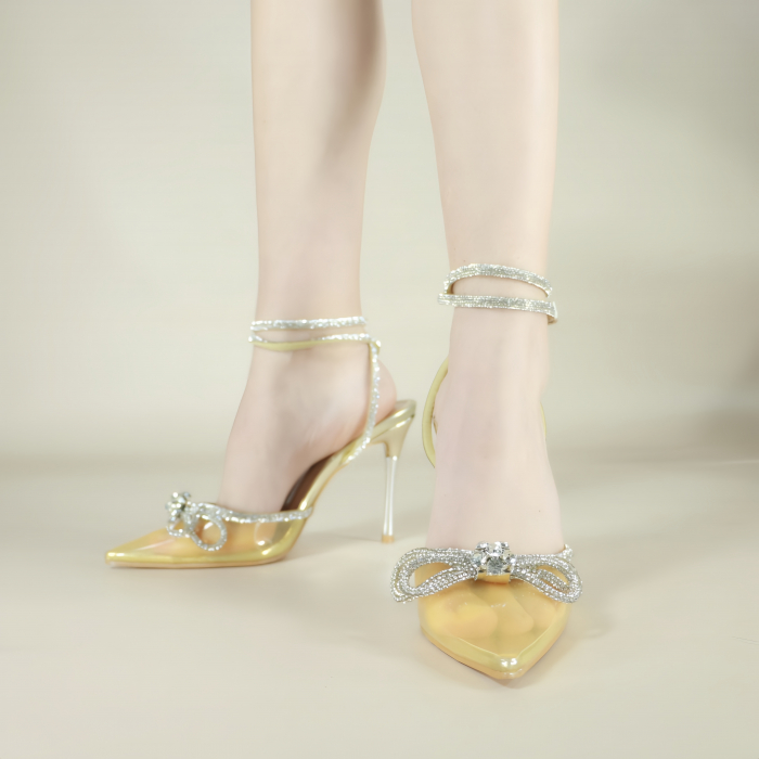 Pantofi decupati cu toc stiletto K-25auriu [4]