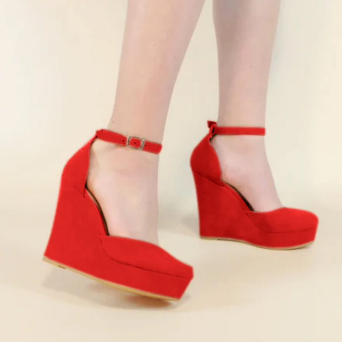 Pantofi eleganti cu platforma 130-62rosu [2]