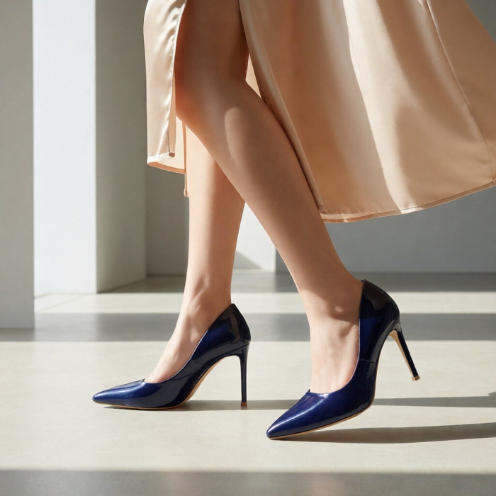 Pantofi eleganti cu toc 10016bleumarin [5]