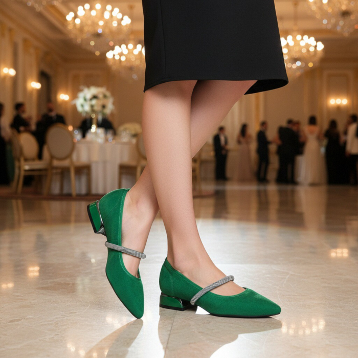 Pantofi eleganti cu toc jos C-151verde [9]