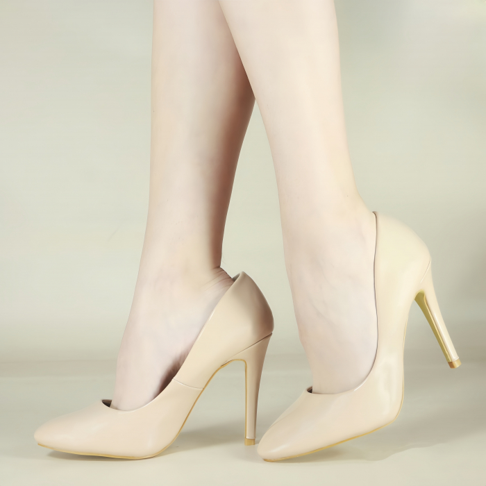 Pantofi eleganti cu toc 10023nude [6]
