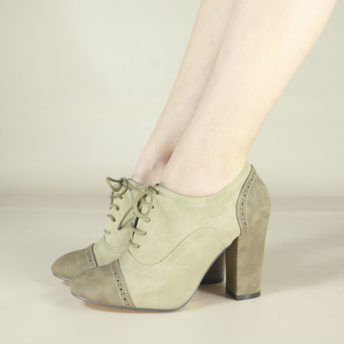 Pantofi vintage cu siret si toc gros 5860Abej [3]