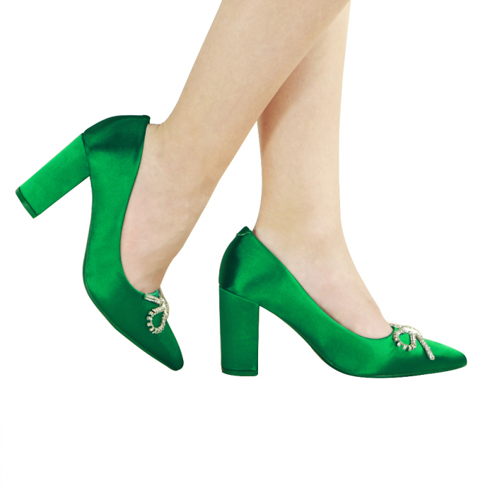 Pantofi eleganti cu toc A23-611verde [3]
